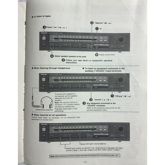 Technics AM/FM Stereo Receiver SA-130 Operating Instructions - Original Manual - Picture 7 of 7